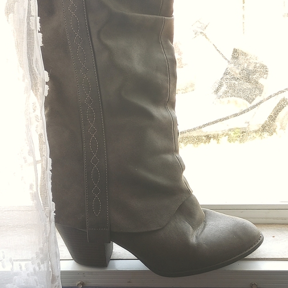 Sexy Biker style knee high boots 2in heel
